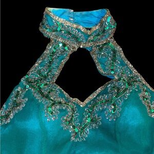 Elegant Teal Halter Dress beautiful for prom or any special occasion